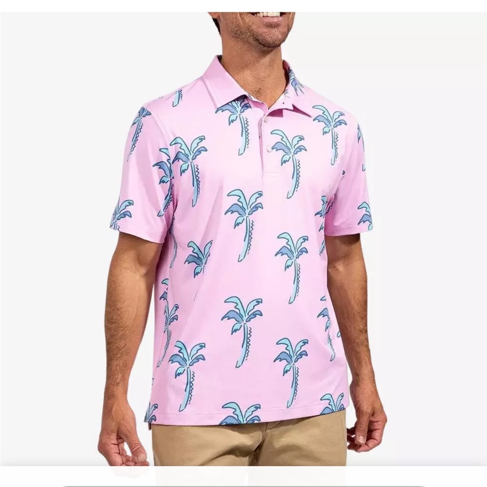 Chubbies Pink and Blue Tropical Polo Shirt